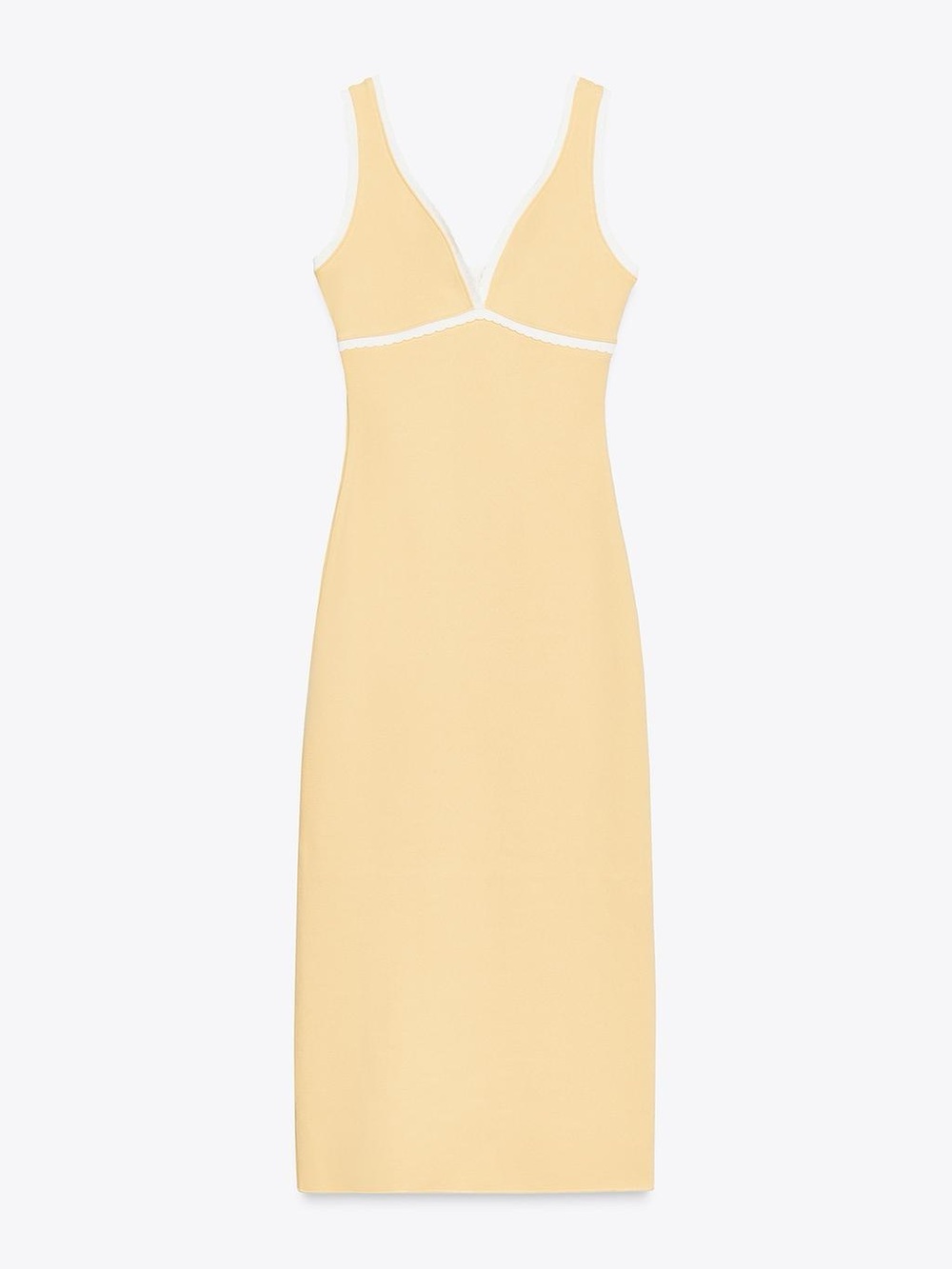 ZARA Sculpting fabric yellow bodycon dress with contrasting trim - Picture 6 of 15